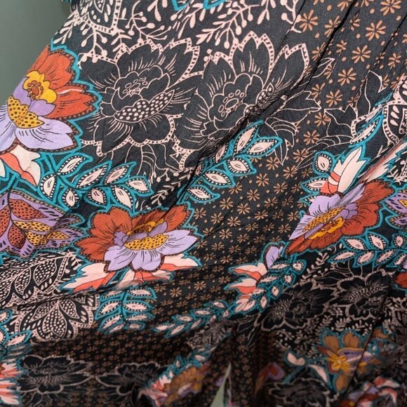 JAASE Maxi Wrap Dress Size Medium Purple Haze Multicolor Bohemian Floral Rayon - Picture 8 of 15